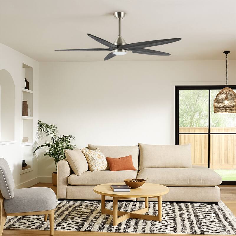 GetLedel 54" Solid Wood 5-Blade Ceiling Fan with Dimmable LED and Remote Control