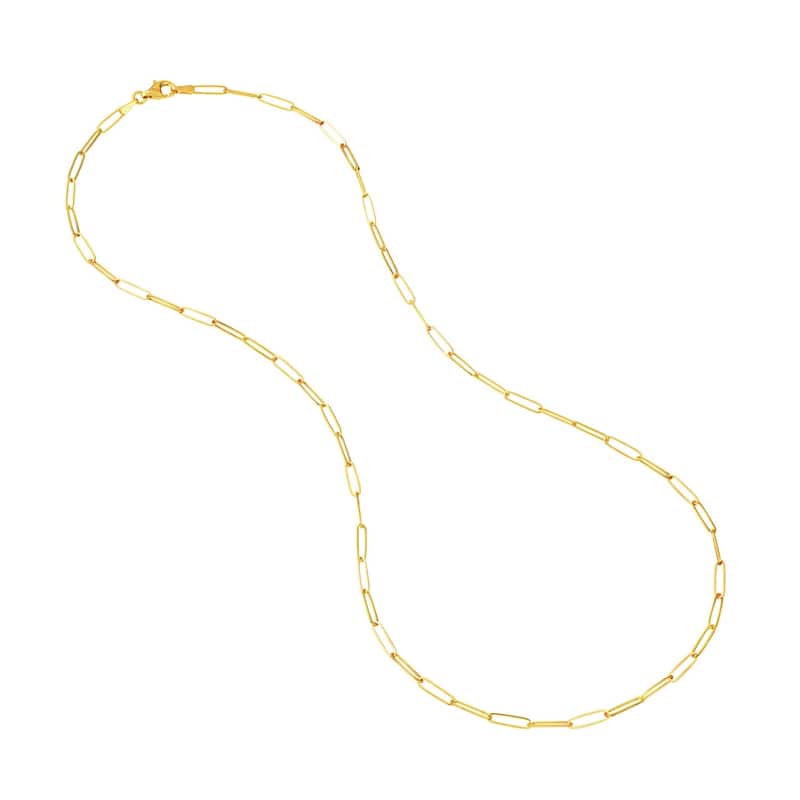 Curata 14k Yellow Gold 2.6mm Paper Clip Chain Necklace (Lobster)