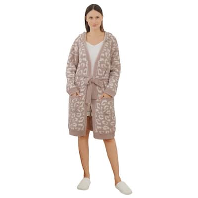 Soft Plush Bathrobe with Pockets for Women