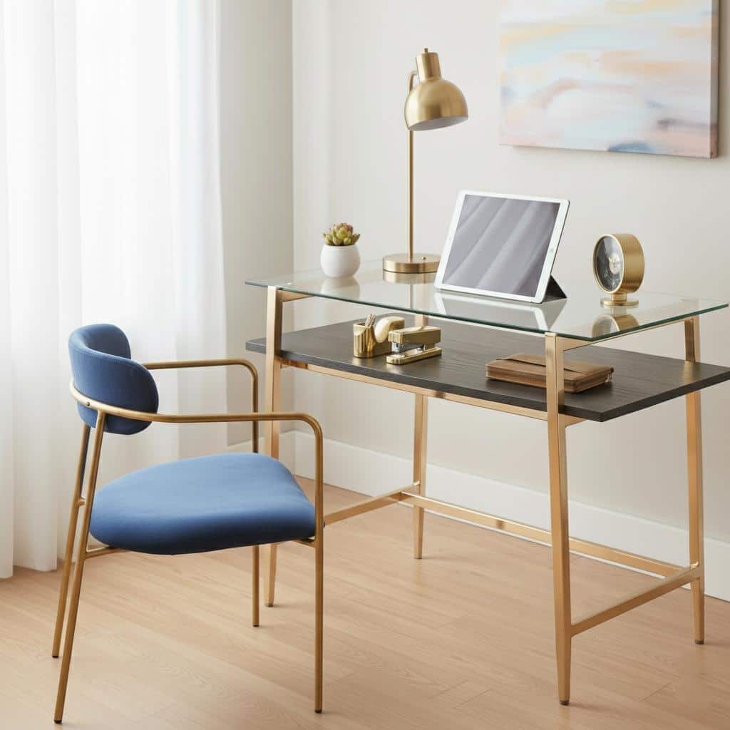 Lifestorey Thayer Mid-Century Glass Desk