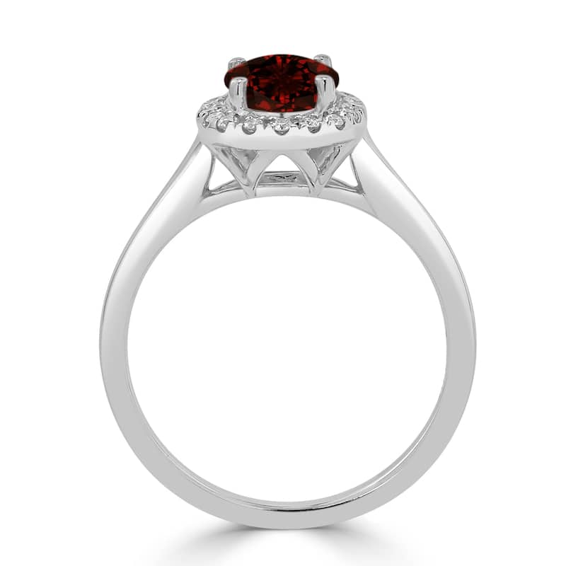 Auriya Classic 1ct Oval Garnet and Halo Diamond Engagement Ring 1/8cttw 14k Gold