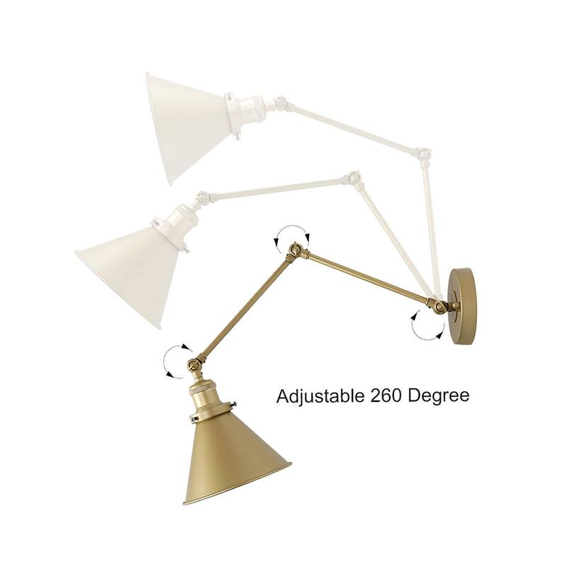 2 Set Modern Swing Arm Lights Adjustable Plug-in Hardwired Wall Sconces