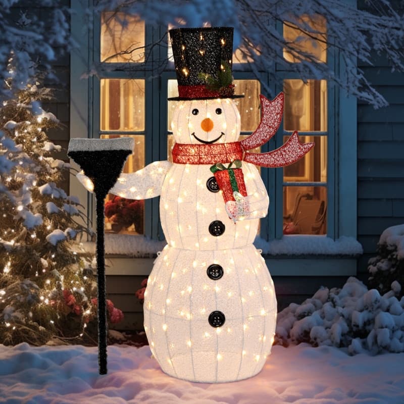 Lighted Christmas Snowman Outdoor Decorations - White