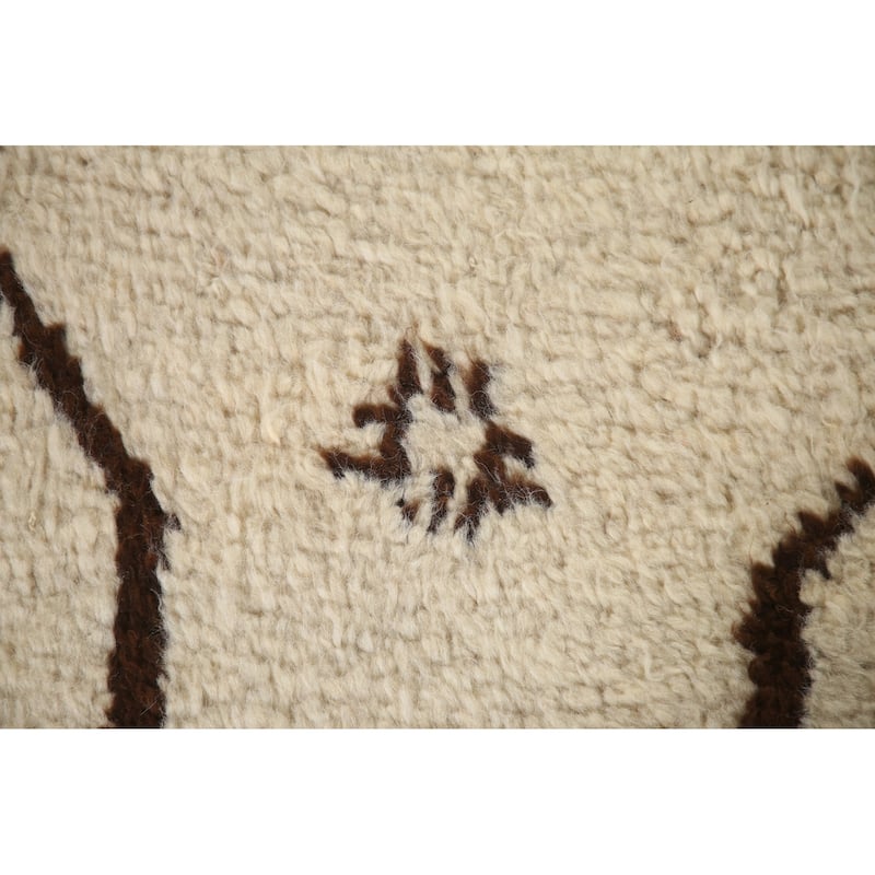 Anatolian Beige Turkish Runner Rug Handmade Geometric Wool Carpet - 3'6"x 12'4"