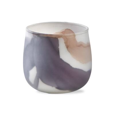 Marble Print Purple White Matte Finish Tealight Candle Holder, 2.75L x 2.75W x 2.75H inches