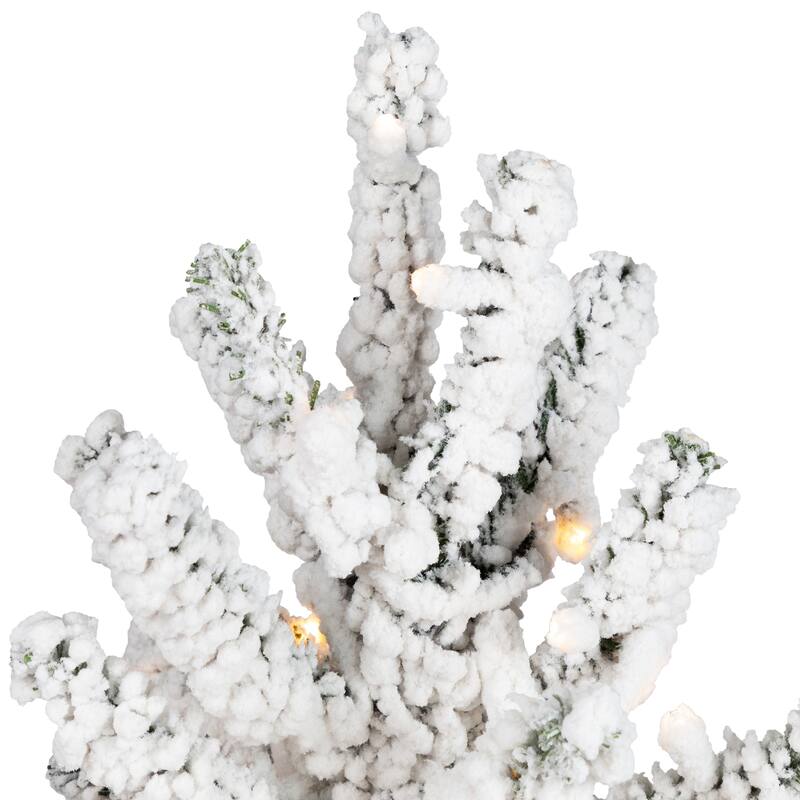 Pre-Lit Medium Flocked IPT Artificial Garden Christmas Tree - 6.5' - Warm White LED Lights - 6.5 Foot