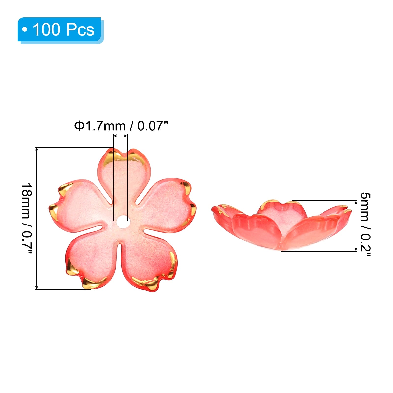 Floral Spacer Beads, Gold-Plated Gradient Acrylic Cherry Blossom Flower Beads for Bracelets, Earrings, and DIY Crafts