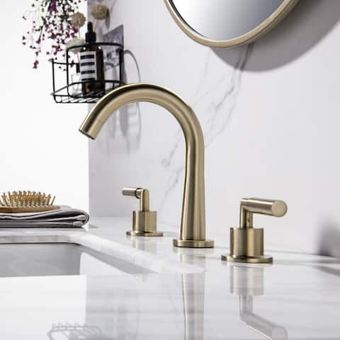 Luxury Widespread 2-Handle Bathroom Sink Faucet In Golden Brushed