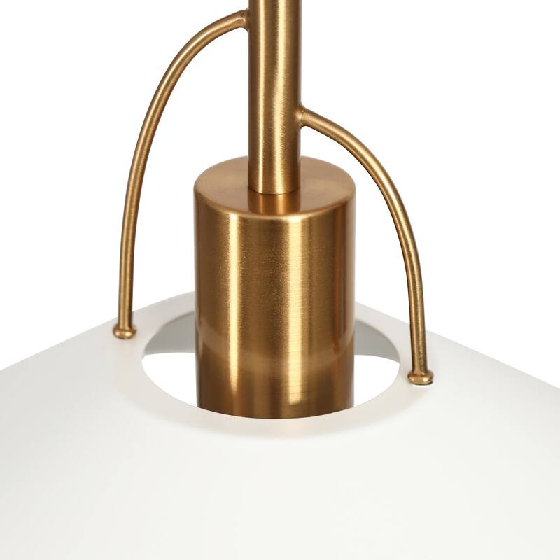 Modern 1-Light Kitchen Island Pendant Lighting Gold with Milk Metal Shade - White - D14"*H8"