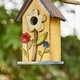 preview thumbnail 51 of 53, Glitzhome 10"H Multicolor Cute Distressed Solid Wood Birdhouse with 3D Flowers