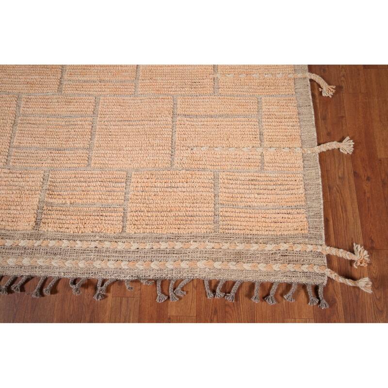 Striped Moroccan Area Rug Handmade Wool Carpet - 8'11"x 12'6"