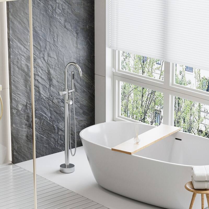 Modland 46'' Outdoor Shower System 316 Stainless Steel Thermostatic Freestanding Poolside Faucet with Swivel Spout - 46'' H