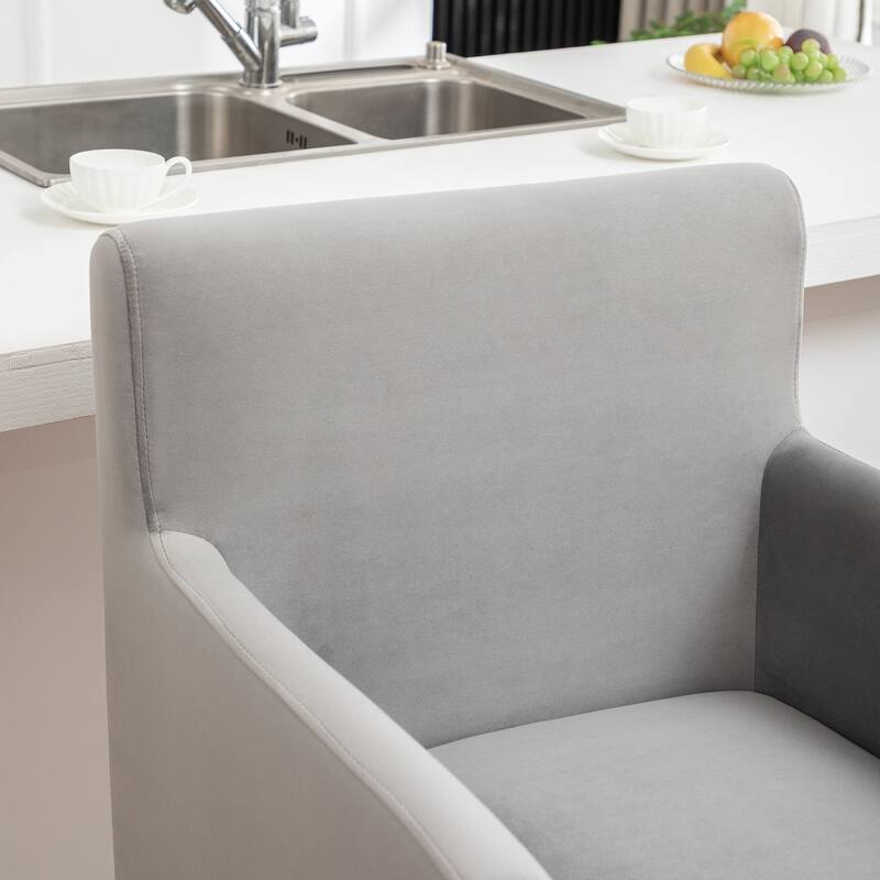 SEYNAR Mid Century Modern Velvet Accent Armrest 27-inch Tall Bar Stool Set of 2 with Metal Frame