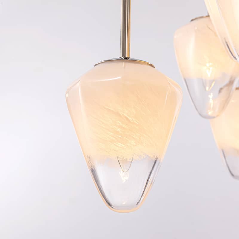 VidaLite Nimbus 12-Light Polished Nickle Chandelier With Snow White Glass Shades, Modern & Contemporary Style - 29" x 36"