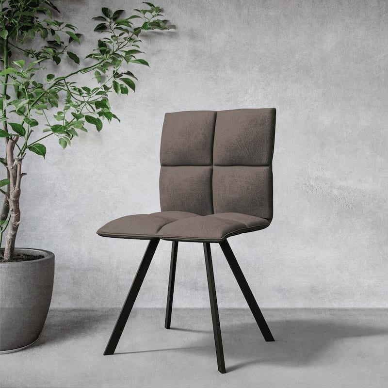 LeisureMod Wesley Modern Dining Chairs - Set of 2 Faux Leather Accent Chairs with Metal Legs for Home Kitchen or Dining Room