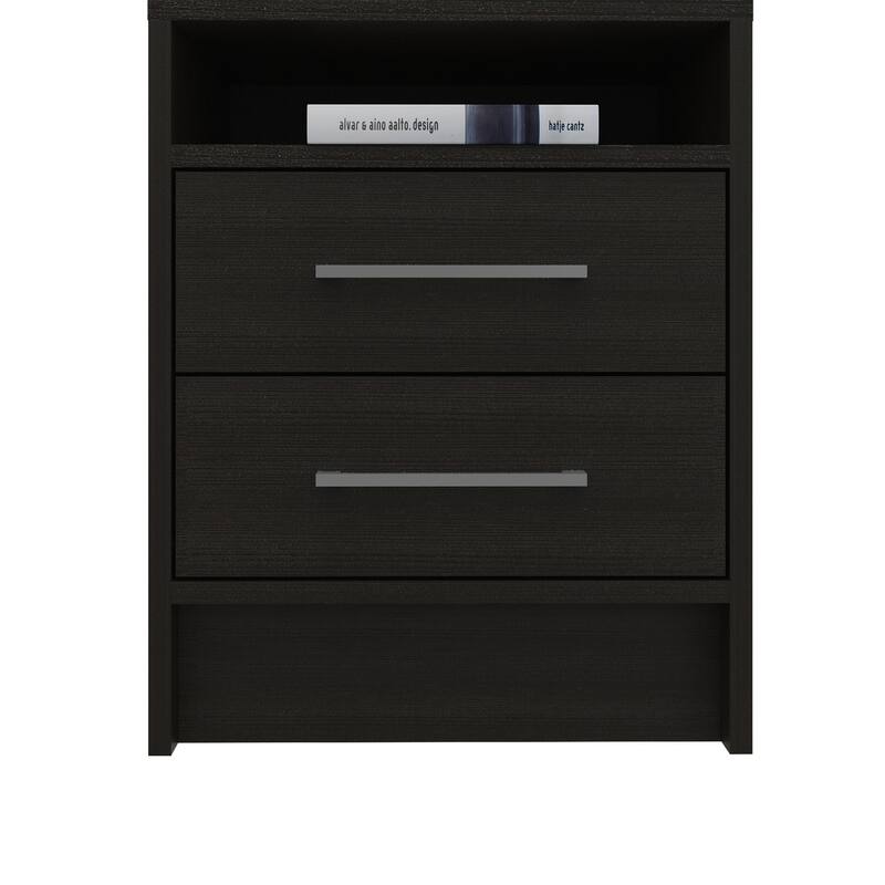 Rowley 2-Drawer 1-Shelf Rectangle Nightstand Black Wengue