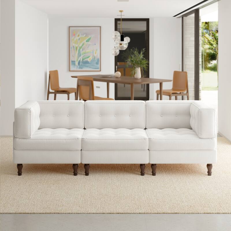 Oversized Modular Sectional Corduroy Fabric Tufted Sofa