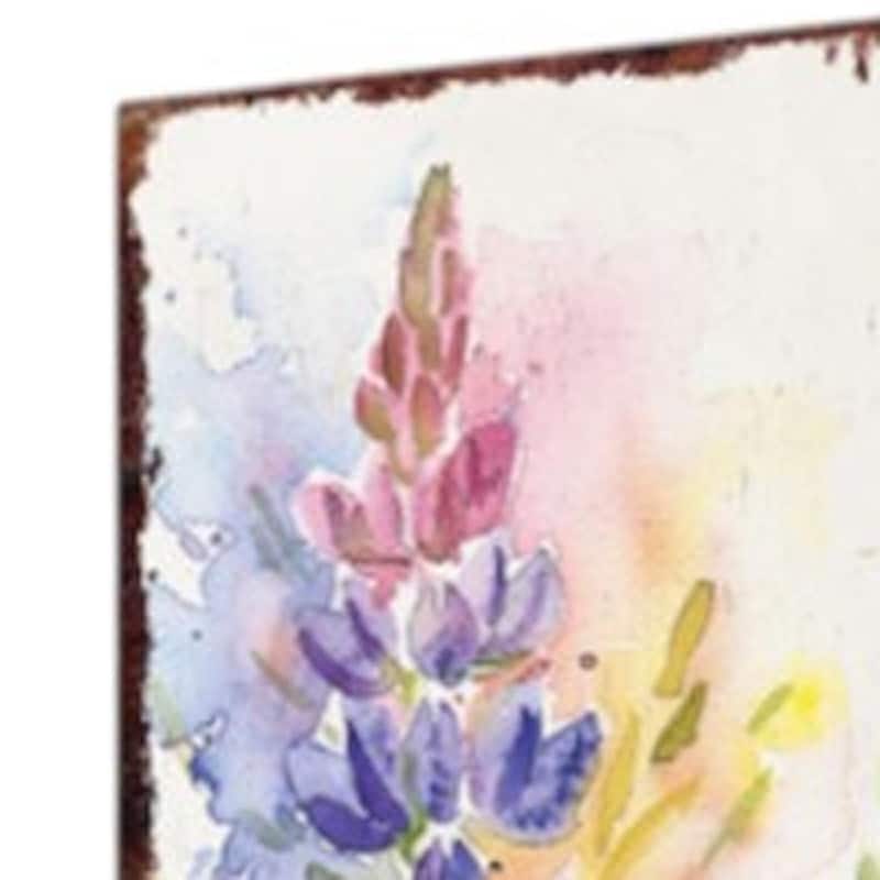 HomeRoots 10" Blue Green Pink And White Solid Wood Floral Bouquet Garden Stake