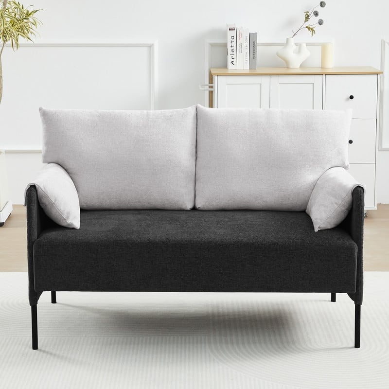 Two-Tone Loveseat Sofa with Wrapped Armrests