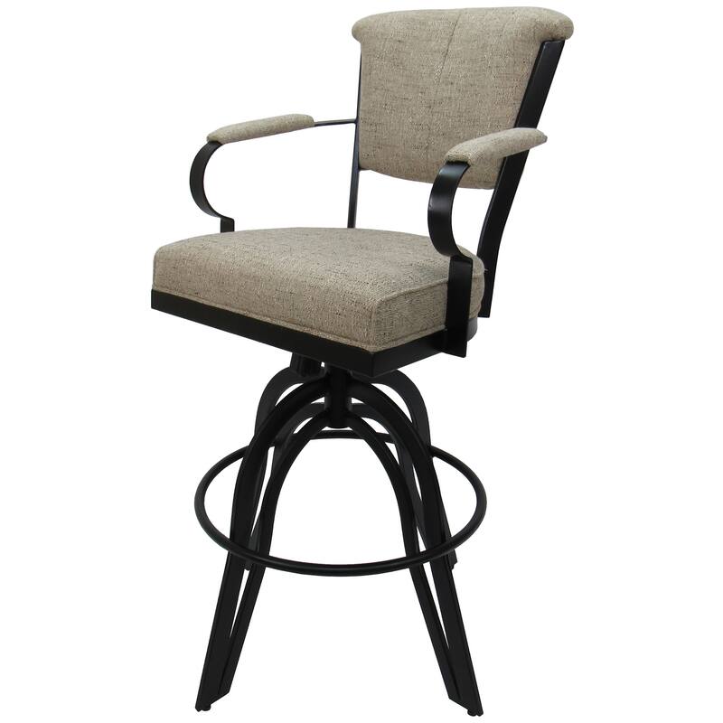 Miami Counter 26" or Bar 30" Metal Bar Stool on A Base - Hemsath Driftwood - Black - Counter Height