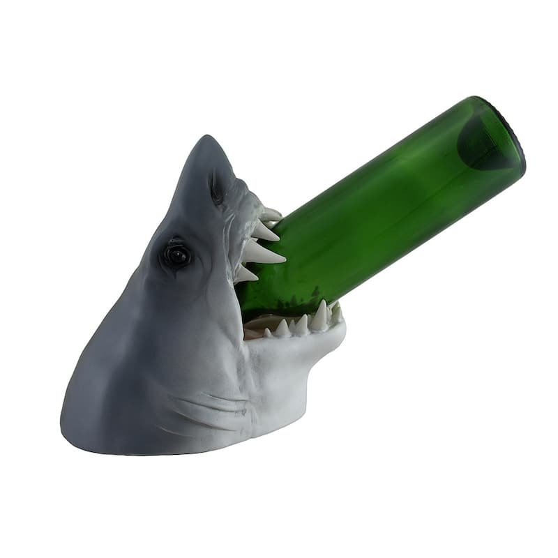 Parched Predator Imitation Shark Head Wine Bottle Holder - 9 X 6.25 X 9 inches