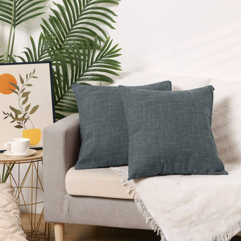 2 Packs Linen Decorative Throw Pillow Cover Solid Contemporary Pillow Cover