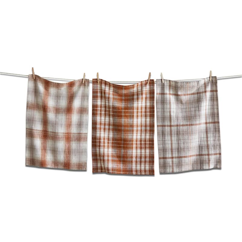 All Is Calm Woven Dishtowel Set of 3 Multicolor Cotton Kitchen Towels Machine Wash 26 x 18 Inches Everyday Use