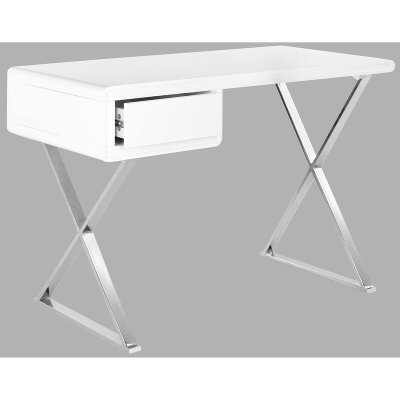 Safavieh Modern Glam Hanover White/ Chrome Desk