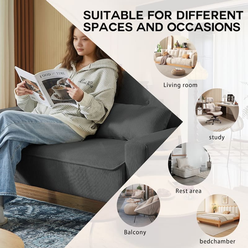 4-Piece Corduroy Living Room Sectional Sofa Set with Loveseat and Chair