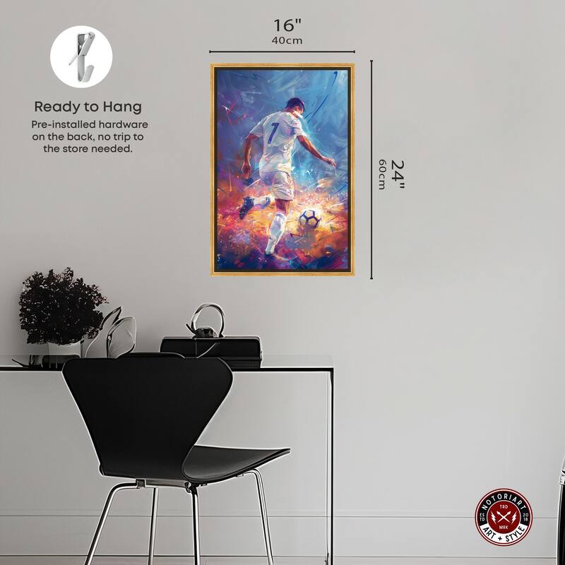 Notoriart Bold And Colorful Soccer Player Ii Framed Soccer 1 Piece Canvas Wall Art