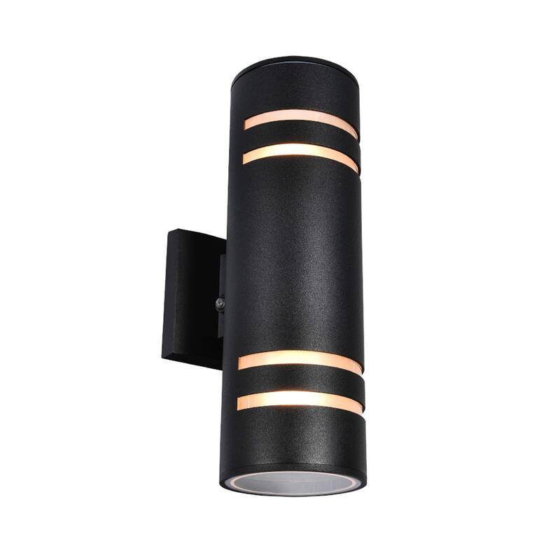 2-Light Modern Black 13.46'' H Dimmable Outdoor Armed Sconce