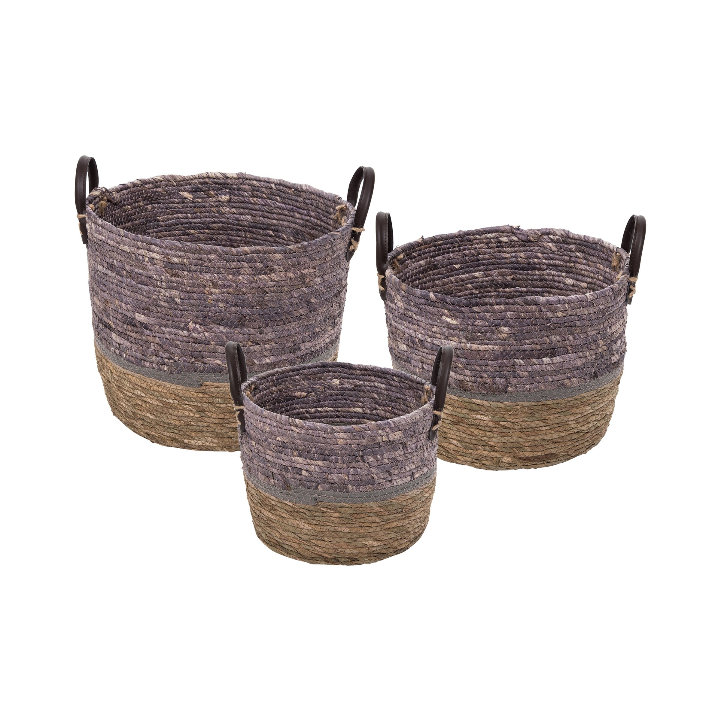 Shop Foreside Home Garden Set Of 3 Purple Natural Cattail And
