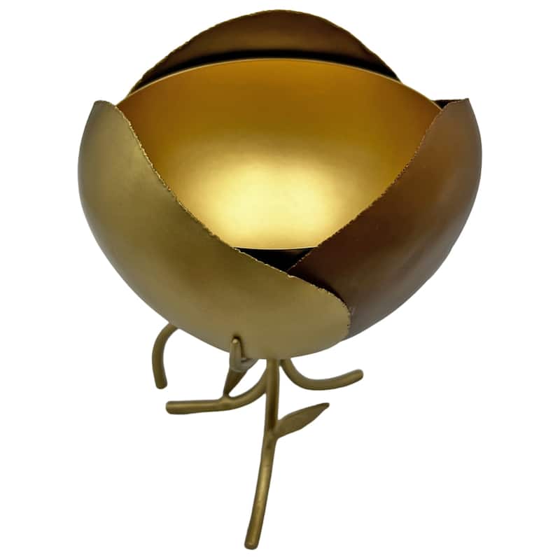 9" High Aluminum Rose Decorative Bowl - 7 x 7 x 9.5 in