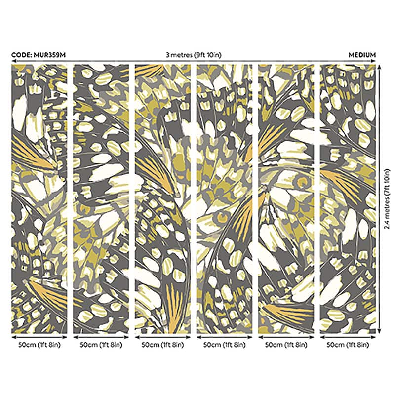 Brewster Origin Murals Butterfly Wings Chartreuse Wall Mural - N/A