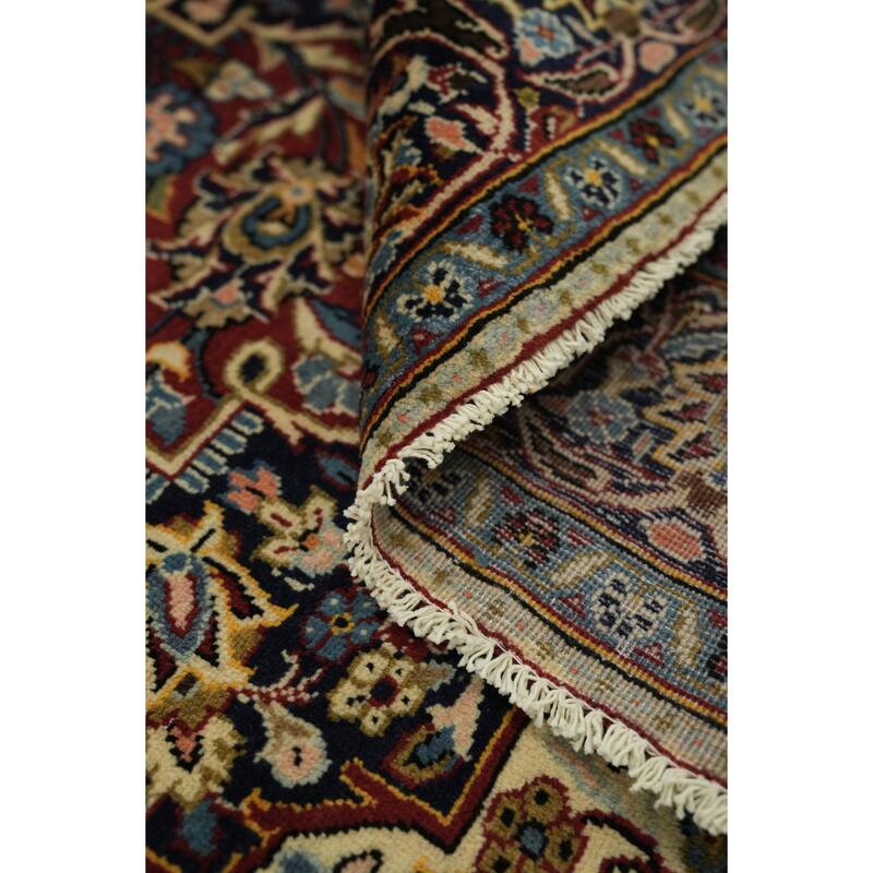 Hand Knotted Oriental 100% Wool Carpet Traditional Floral Red Kashan Area Rug - 9' 11'' X 6' 6''