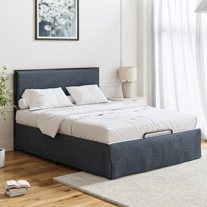 Oliver Modern Washable Slipcover Bed Upholstered Metal by HULALA HOME