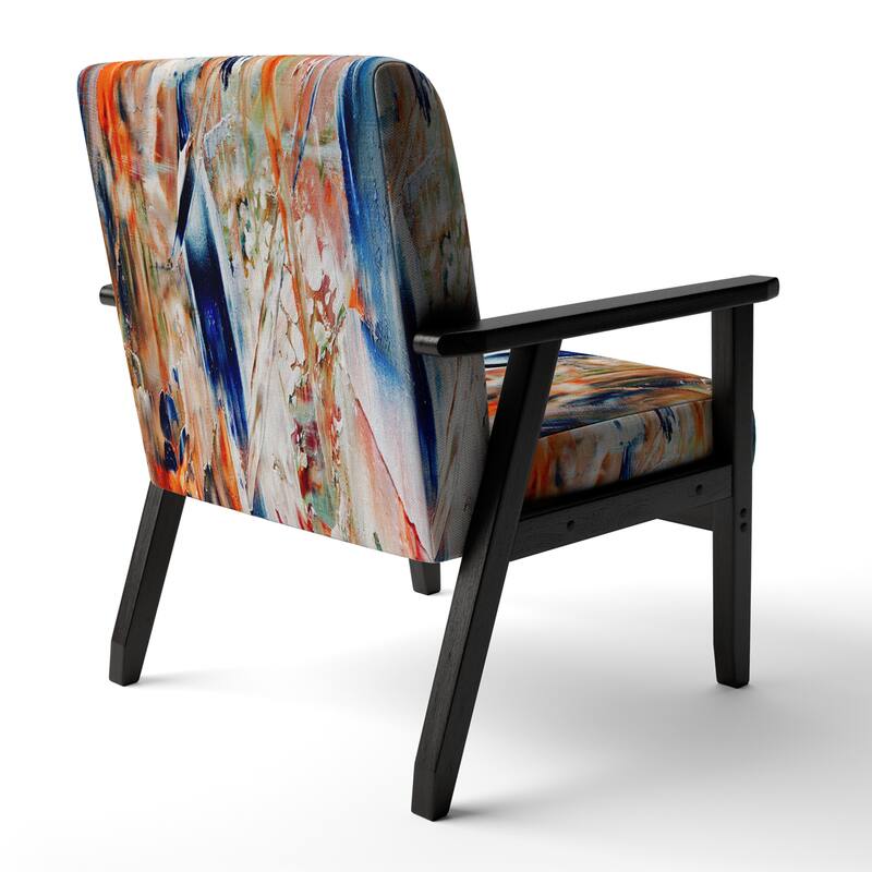 Designart "Colorful Abstract Painting Strokes II" Upholstered Modern Accent Chair and Arm Chair