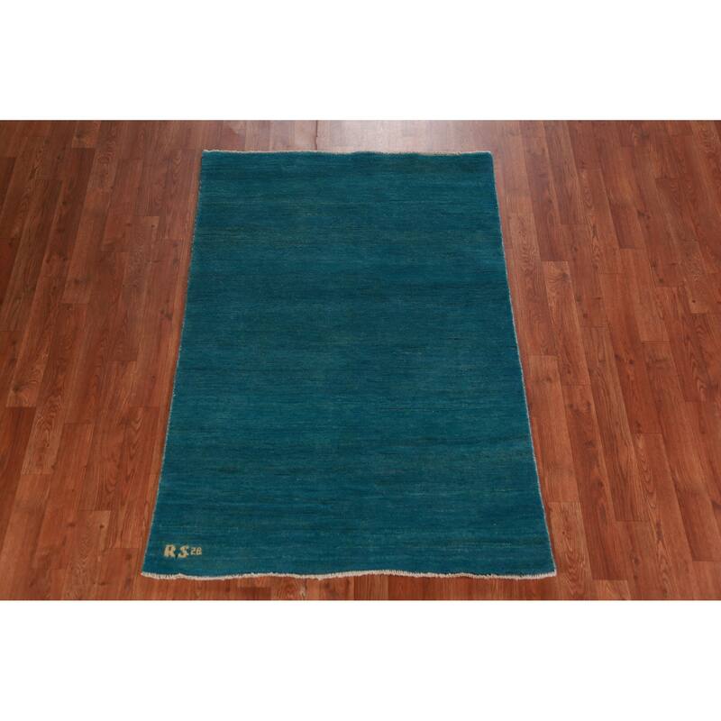 Modern Gabbeh Oriental Rug Hand-Knotted Wool Carpet - 3'3" x 4'9"