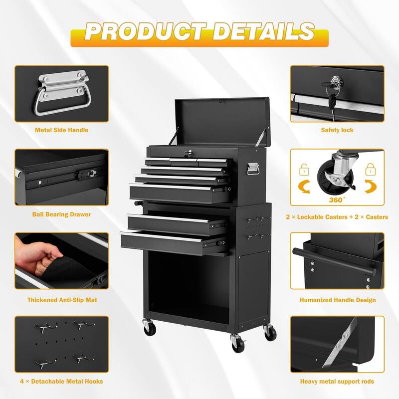 AECOJOY Tool Chests & Cabinets Detachable Metal w/ Wheels