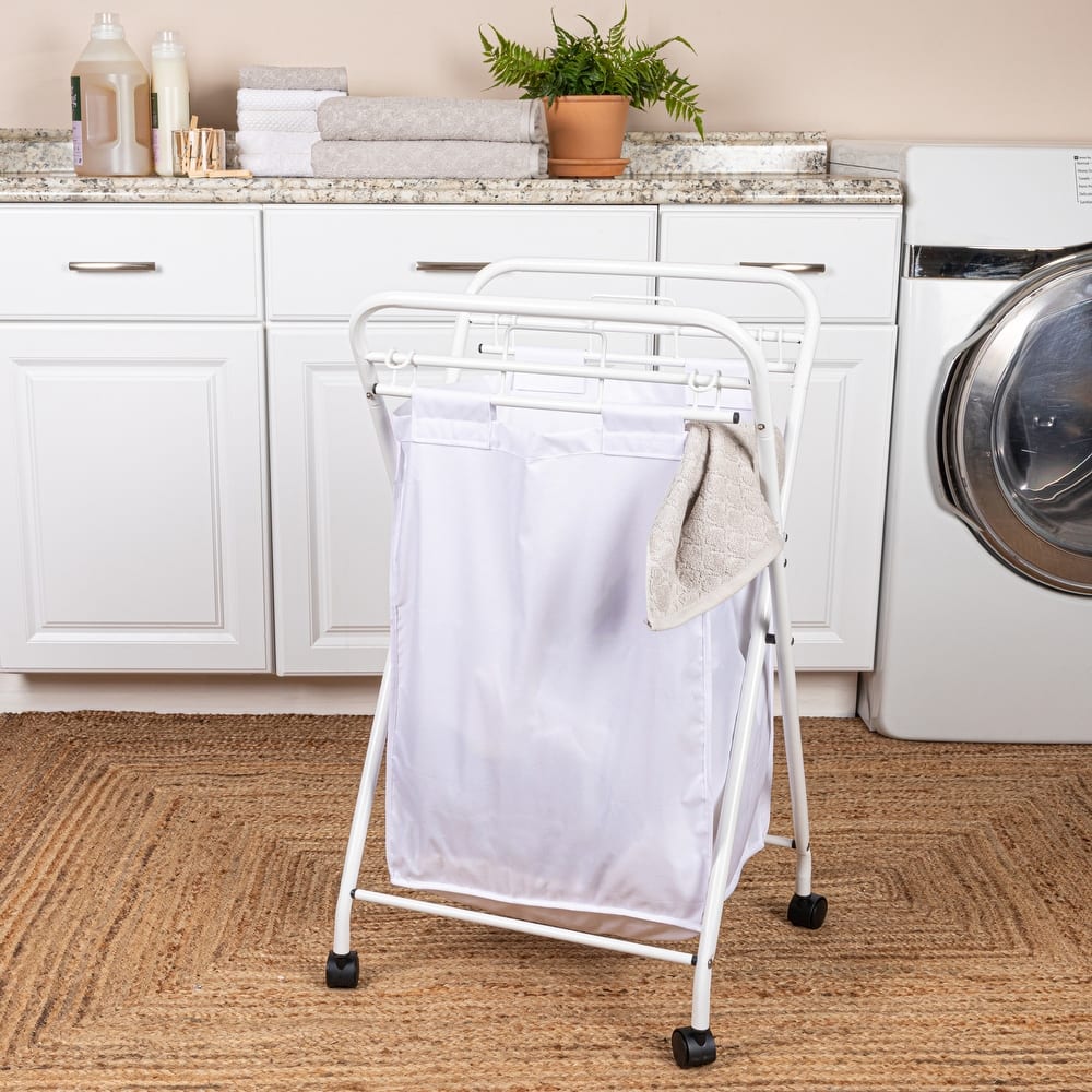 Household Essentials Rolling Laundry Hamper with Velcro Fasteners