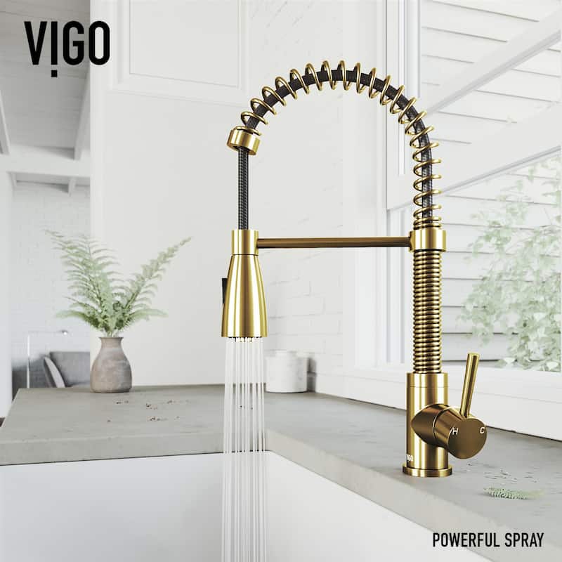 VIGO Brant 19" H Single Handle Pull-Down Sprayer Kitchen Faucet