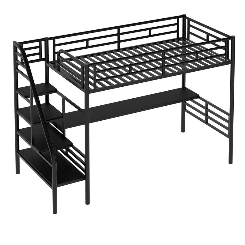 Twin Loft Bed with Integrated Desk - Sturdy Metal Frame, Perfect for Dorm Rooms