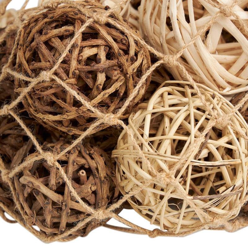 Beige Dried Plant Handmade Orbs & Vase Filler with Fishnet Bag