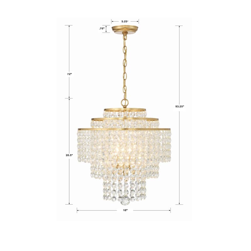 Gabrielle 4 Light Antique Gold Chandelier - 18"W x 20.5"H