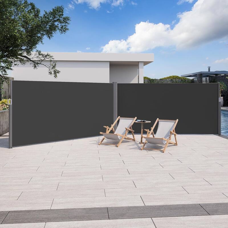 AECOJOY Retractable Side Awning Outdoor Privacy Screen - 236" x 63" - Black