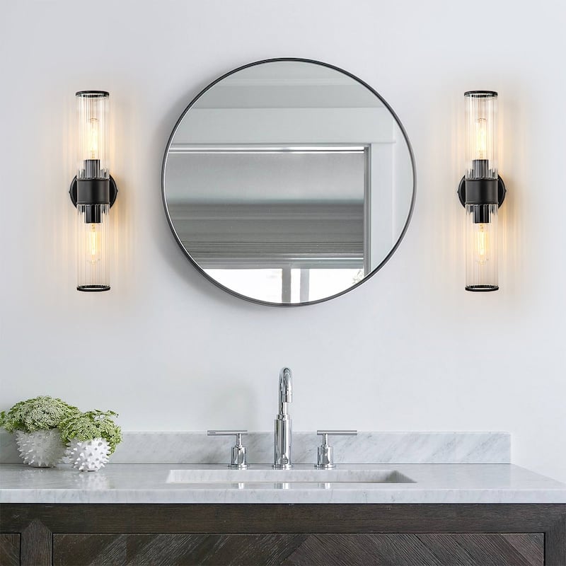 Starsky 2-Lights Modern Bathroom Vanity Light Wall Sconce with Glass Shade