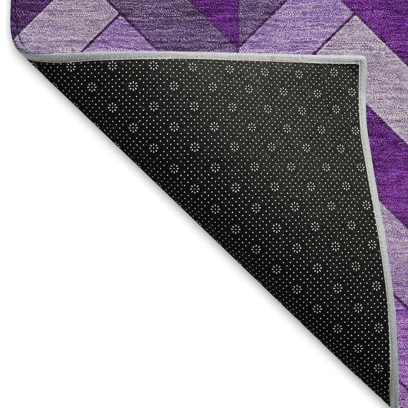 Machine Washable Indoor/ Outdoor Modern Chevron Chantille Rug
