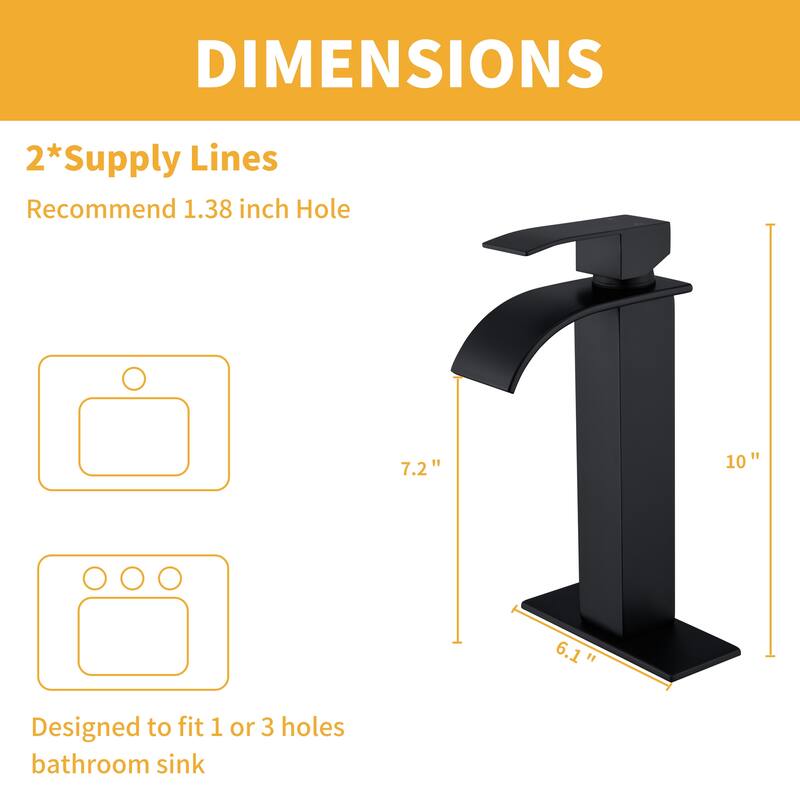 Single Handle Single Hole Tall Vessel sink Faucet with Deckplate Included