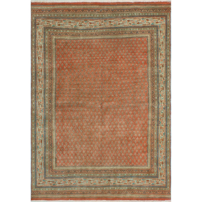 Fine Vintage Distressed Cartere Rust/Beige Rug - 6'0" x 8'6"