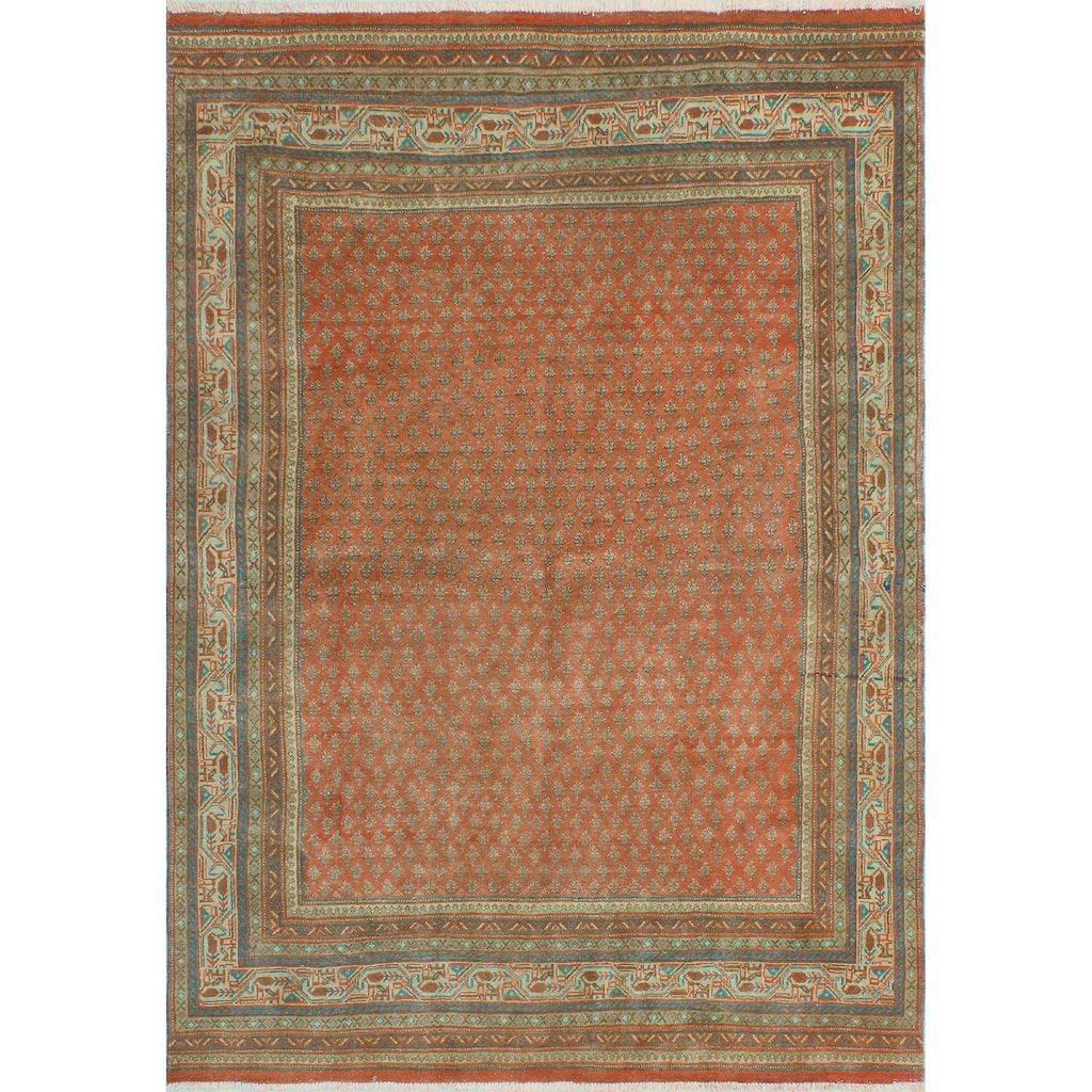 Fine Vintage Distressed Cartere Rust/Beige Rug - 6'0" x 8'6"